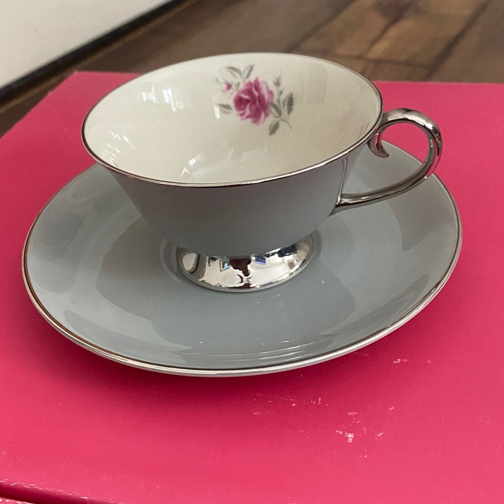 Flintridge China Gray With Silver Trim  Made In California.